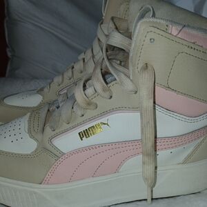 Puma Women's Pink and White Sneakers